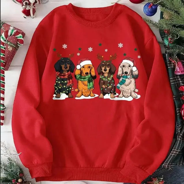 Dachshund Christmas Sweatshirt, Christmas Dog Tshirt, Xmas Dachshund Sweater, Christmas Gift For Dachshund Mom, Dog Lover...