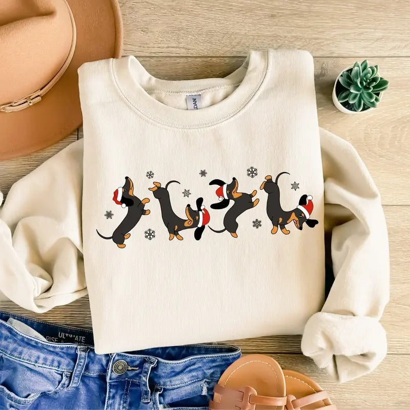 Dachshund Christmas Sweatshirt, Dachshund Christmas Shirt, Dog Lover Gift, Dachshund New Year Shirt, Christmas Crewneck,...