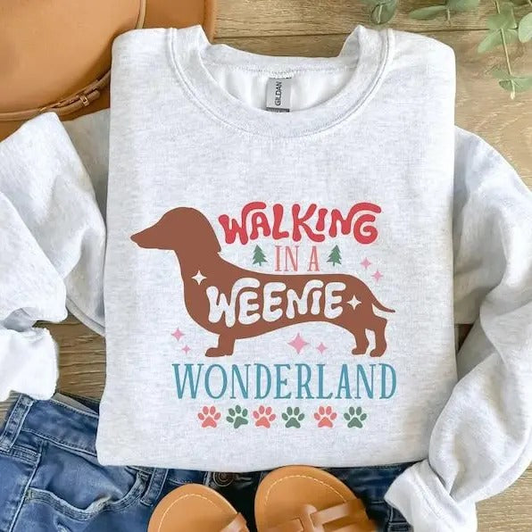 Dachshund Christmas Sweatshirt, Dachshund Christmas, Christmas Dog Sweatshirt - Unisex Sweatshirt Classic Cotton -...