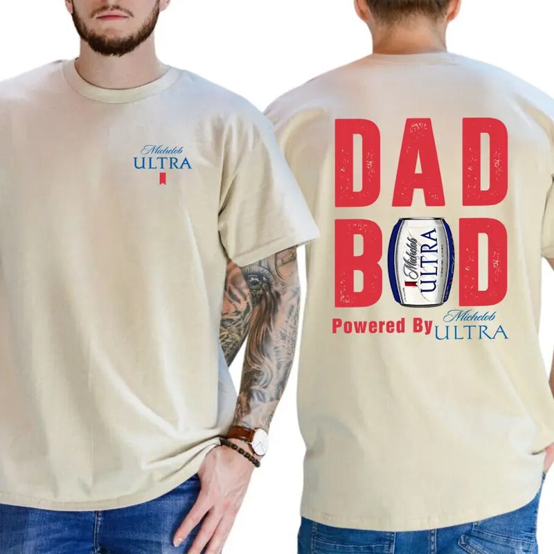 Dad Bod T-Shirt - Fun Beer-Themed Design Featuring Michelob Ultra Can, Perfect for Proud Dads and Beer Lovers, Menswear...