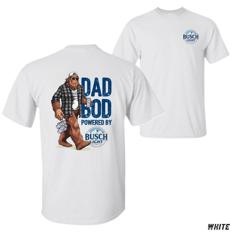 Dad Bod T-shirt, Featuring Fun Bigfoot Character with Bussch Light, Perfect for Beer Lovers and Dads, Comedic Design for...