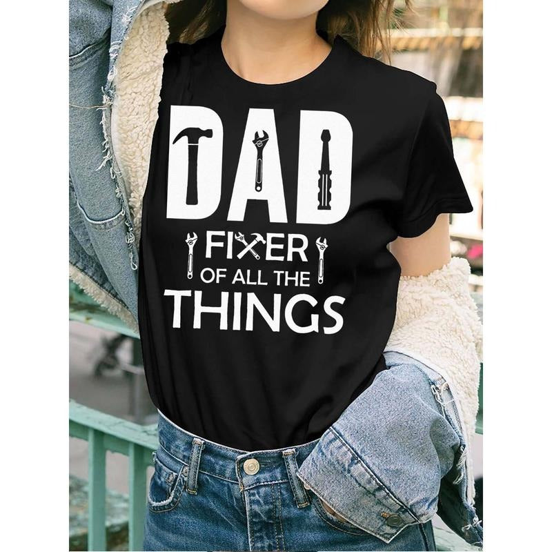 Dad Fixer of All Things Tools Dad Jokes Fars Day Funny Women'S Short Sleeve T-shirt black Hoodie, Sweatshirt