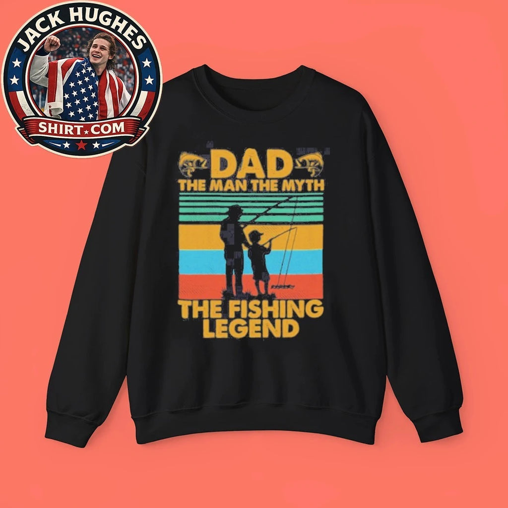 Dad The Man The Myth The Fishing Legend Retro Sunset Shirt
