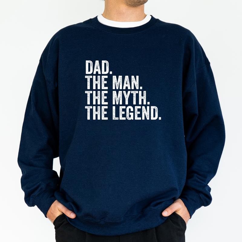 Dad The Man The Myth The Legend Sweatshirt, Awesome Father Crewneck, Dad Joke Men Long Sleeved Pullover, Funny Papa...