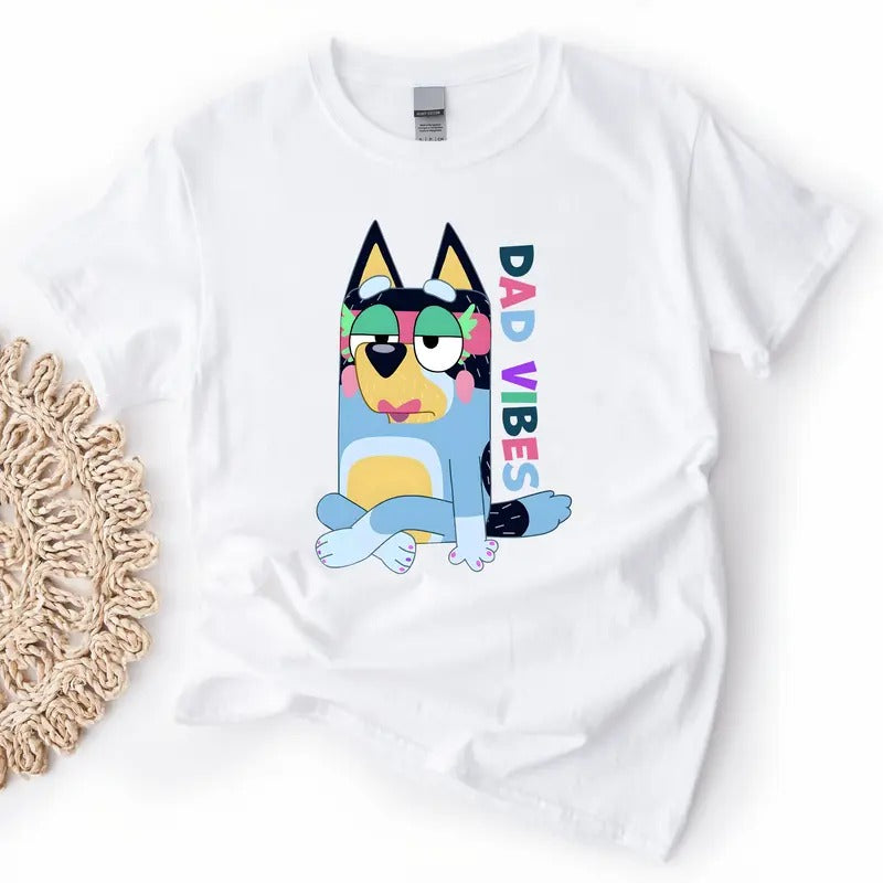 Dad Vibes Bluey Dog Shirt, Bluey Dog Dad Sweatshirt, Bluey Dog Characters Tee, Father's Day Sweatshirt, Best Dad Gift,...