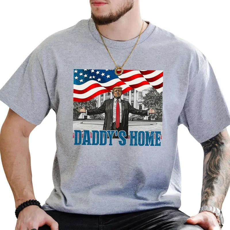 Daddy's Home Graphic Tee, White House Trummp 2024 Shirt For Men, President Trummp Unhinged Tee, Trummp 47 Men T-shirt...