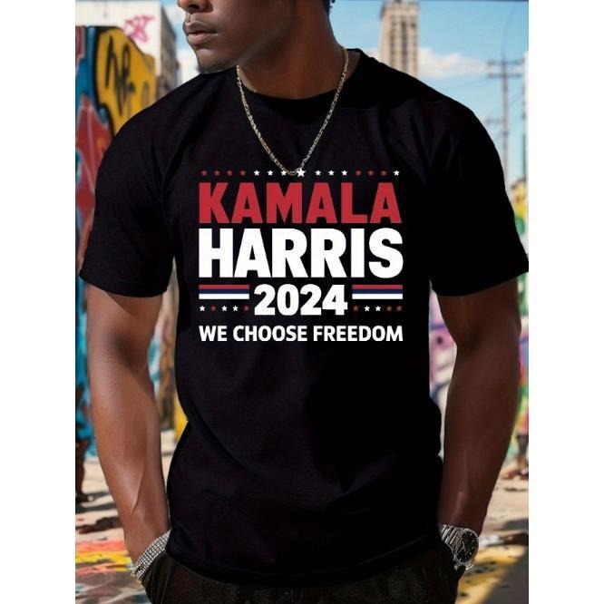 Daily wear men's crew neck T-shirt, Kamala Harris 2024 Campaign graphic T-shirt - men's casual short sleeve T-shirt Made...