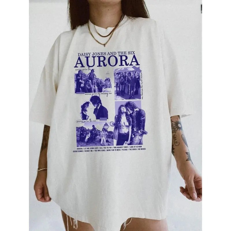 Daisy Jones And The Six Poster Shirt, Aurora World Tour Merch Tee Hoodie, Sweatshirt | HypeCrazeTee.com
