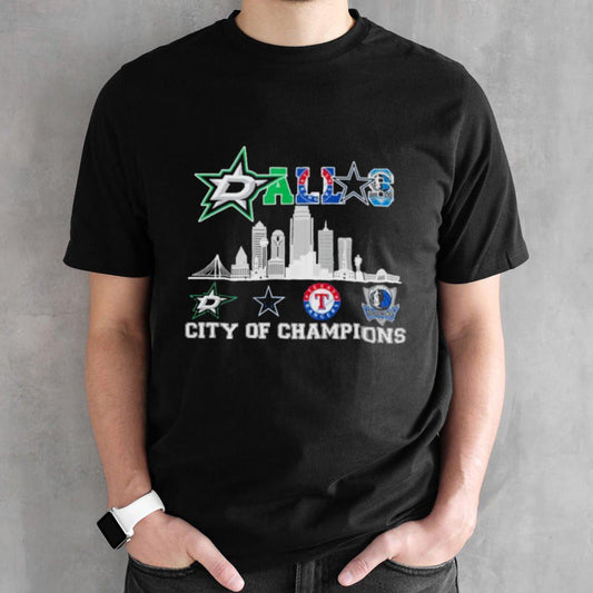 Dallas City Of Champions Skyline Sports Teams Logo Shirt