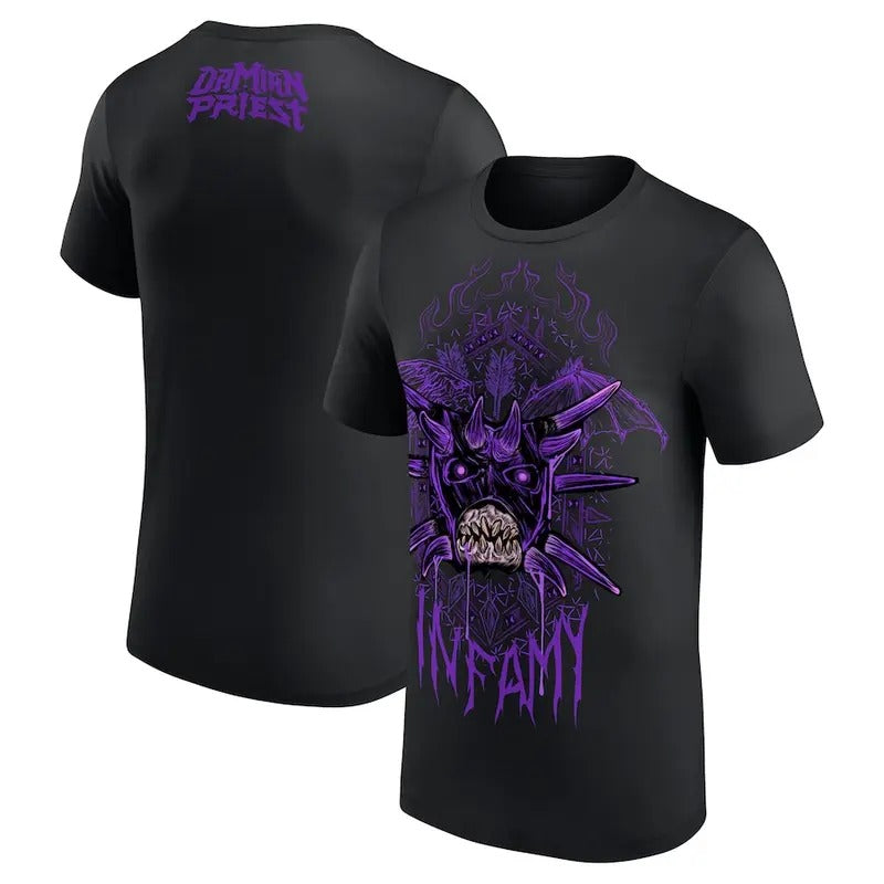 Damian Priest Infamy Graphic Double Sided T-Shirt, Damian Martinez Priest NXT Raw Shirt, Professional Wrestler Fan Gift...