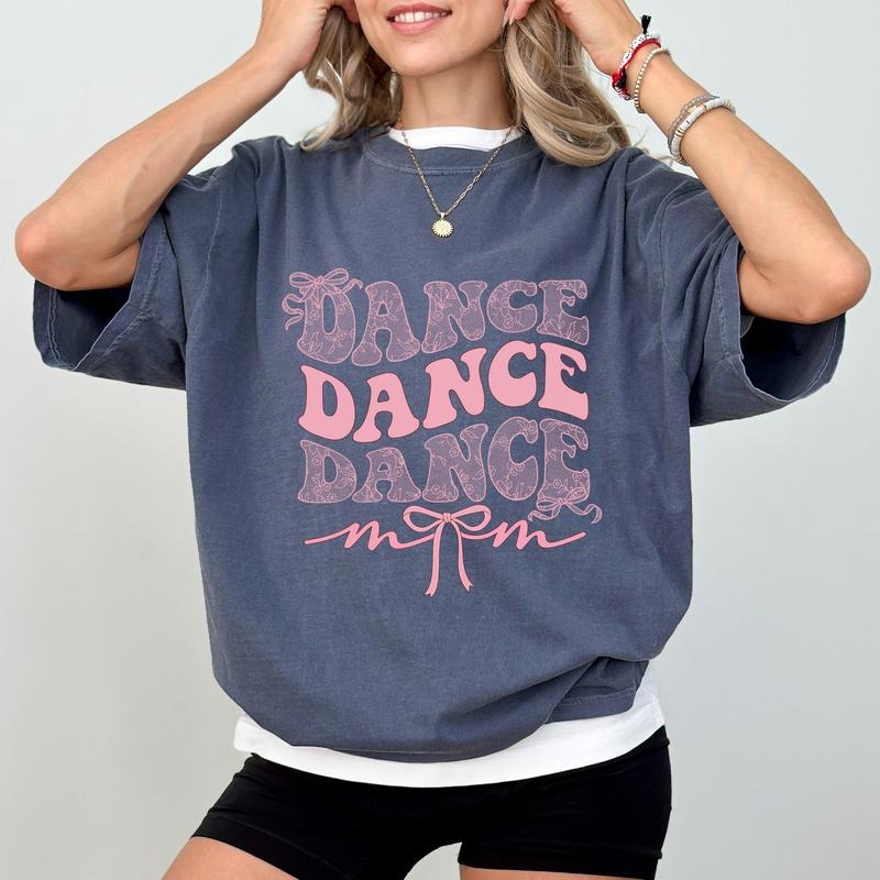 Dance Mom Comfort Colors Shirt, Mom  Lace Bow T-shirt, Mothers Day Graphic Tee, Girl Mama Apparel Outfits, Gift for Mom,...