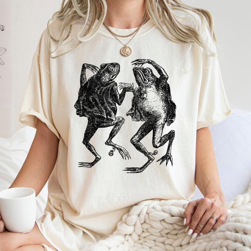 Dancing Frogs Retro Shirt, Vintage Frog, Comfort Colors Tee Hoodie, Sweatshirt | HypeCrazeTee.com