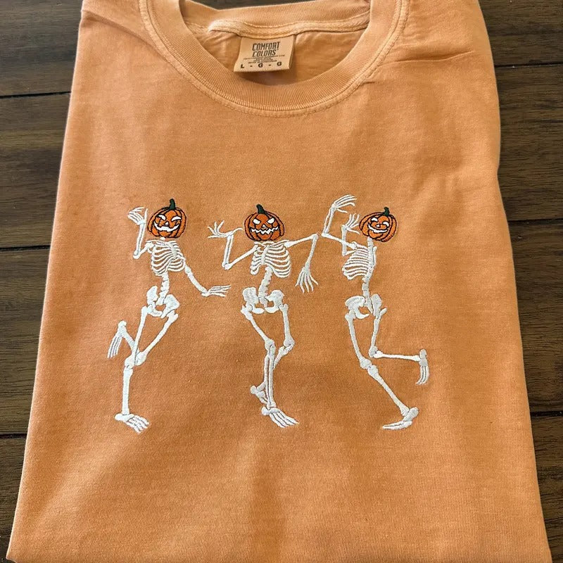 Dancing Skeleton Embroidered Tee shirt Hoodie, Sweatshirt | HypeCrazeTee.com