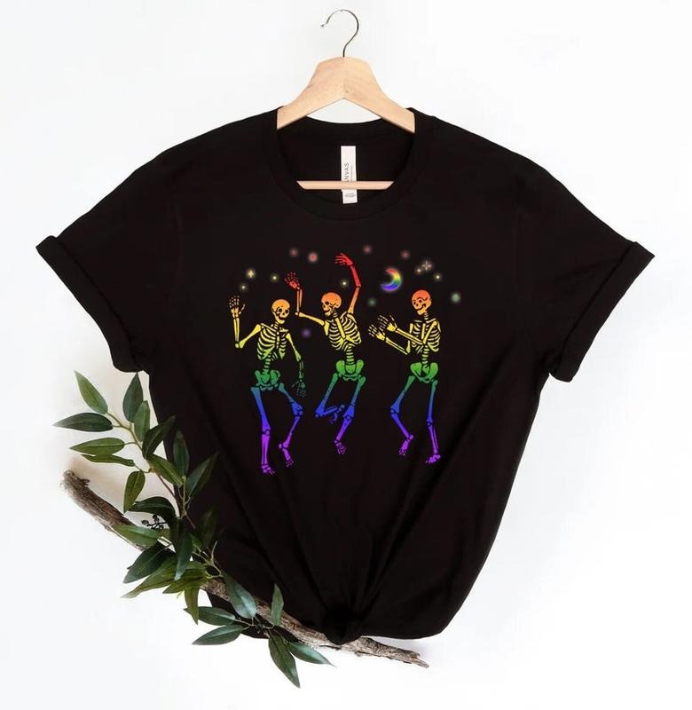 Dancing Skeleton Rainbow sweatShirt, skeleton sweatshirt, Dancing Skeletons, halloween shirt, LGBTQ Shirt, Trans Shirt,...