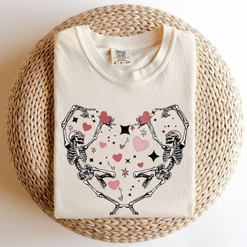 Dancing Skeletons, Heart, Comfort Colors Tshirt, Valentine's Day, Valentine's Day Comfort Colors Tshirt, Women's Graphic...