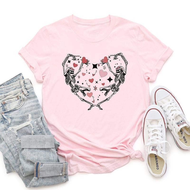 Dancing Skeletons, Heart, Super Soft Tshirt, Valentine's Day Hoodie, Sweatshirt | HypeCrazeTee.com