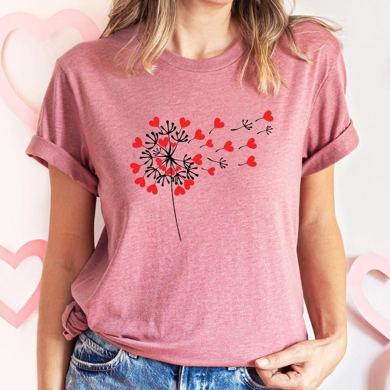 Dandelion Hearts, Flower, Super Soft Tshirt, Valentine's Day Hoodie, Sweatshirt | HypeCrazeTee.com