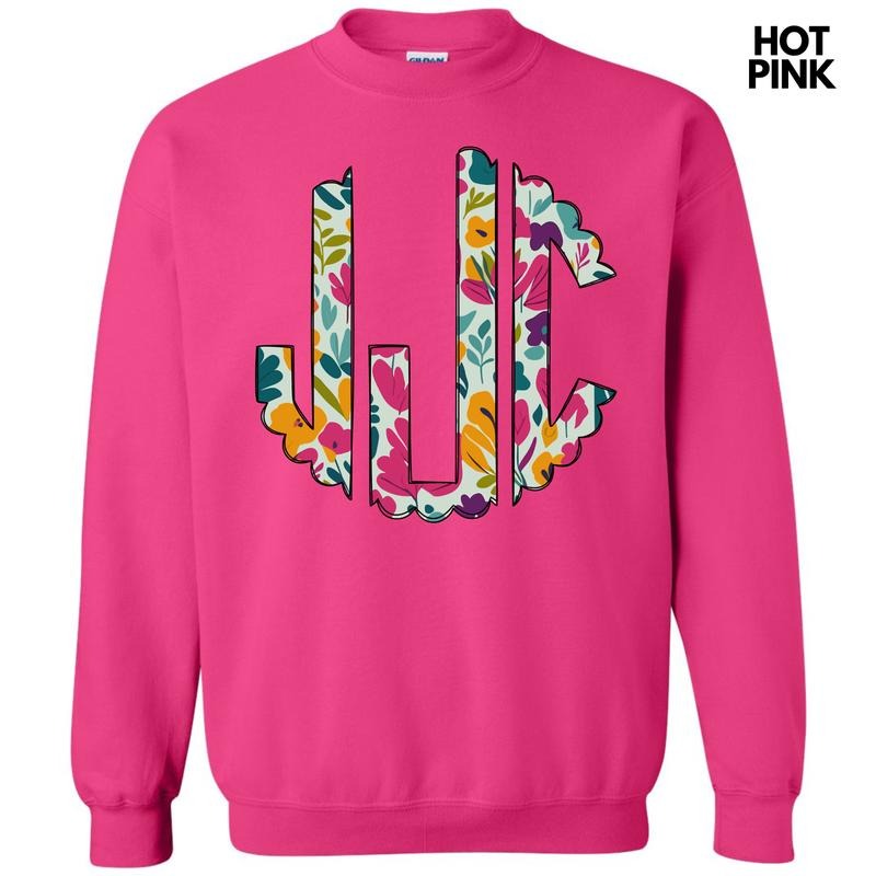 Dark Floral Monogram Sweatshirt 'NLB' T-Shirts, Hoodie | HypeCrazeTee.com