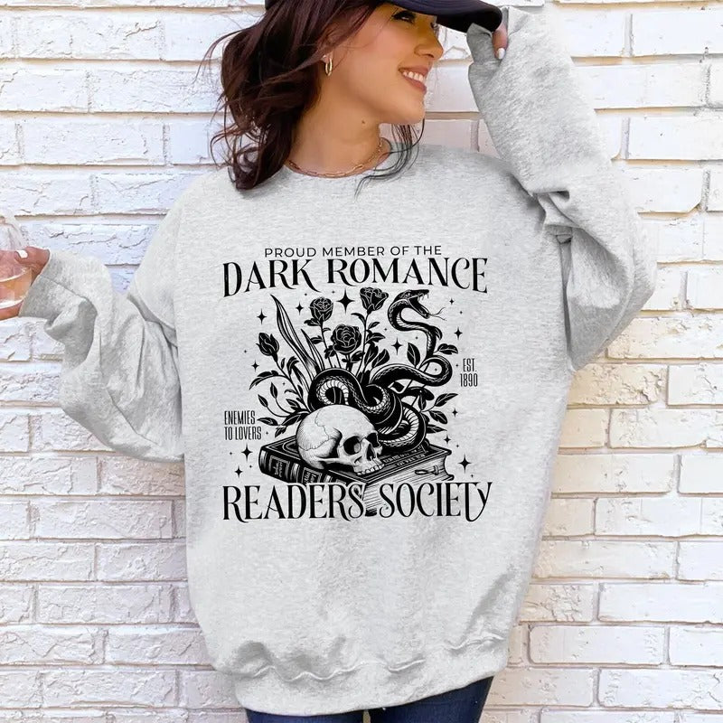 Dark Romance Readers Society, Romantasy, Booktok, Library, Books Sweatshirt, Crew Neck, Women's, Crewneck T-Shirts, Hoodie