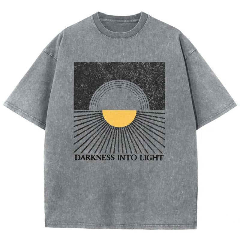 Darkness Into Light Unisex Washed T-Shirt, Christian Jesus  t shirts, Vintage 90s Graphic Tee Gift Cotton Top, Mineral...
