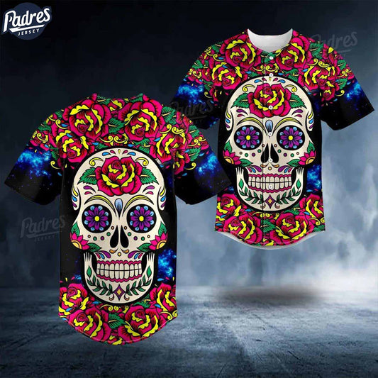 Day Of The Dead Flower Pattern Skull Baseball Jersey - Padres Jersey Oasis: Elevate Your Baseball Style Game