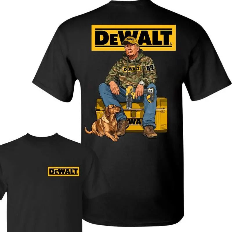 DeWallt Trump Camo Unisex Cotton T-shirt, Brushless Cordless Impact Driver Dog Hunting Tee, Trump With Local Boy Shirt,...