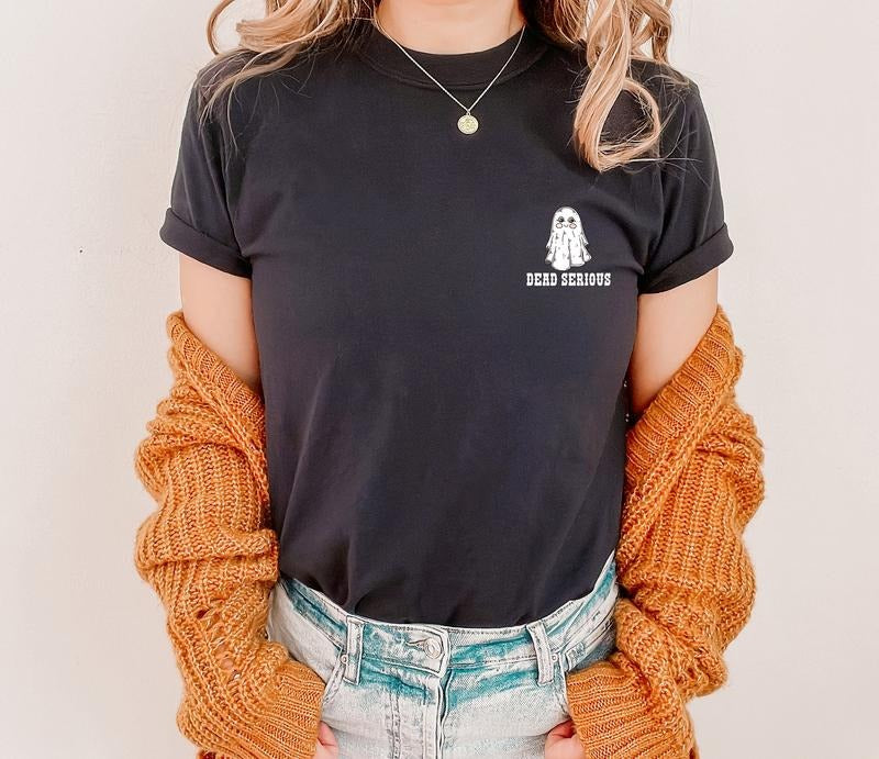 Dead serious Pocket Shirt, cute Halloween Shirt, Funny Gym Halloween Shirt, pocket ghost Halloween Shirt, Ghost Halloween...