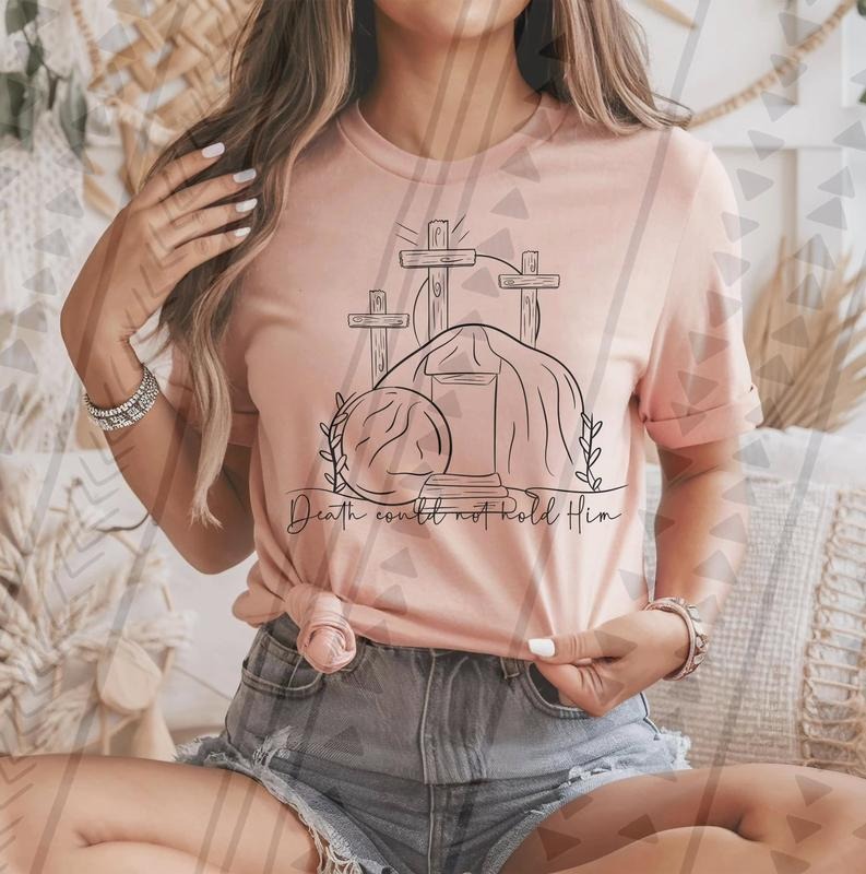 Death Could Not Hold Him BLACK INK DTF Transfers - THIS IS NOT A SHIRT Hoodie, Sweatshirt | HypeCrazeTee.com