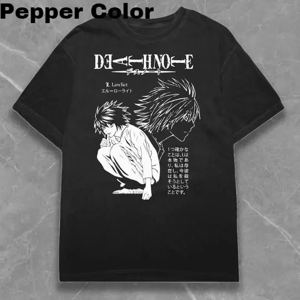 Death Notes Anime T Shirt Hip Hop Short Sleeve T-Shirt KIRA L Lawliet Retro Men Women Tops Streetwear Summer Tee Hoodie,...