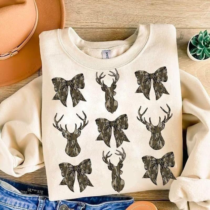 Deer Hunt Camo Coquette Bow shirt, Old School Camo shirt, Girls Camo Bow Shirt, Huting, Coquette Bow shirt, Camo Dude...