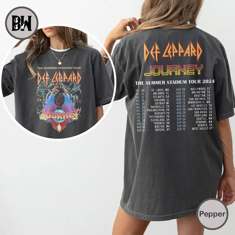Def Leppard And Journey Summer Stadium Tour Shirt, Journey Tour Shirt, Def Leppard Fan Shirt, Journey Band Tour 2024...