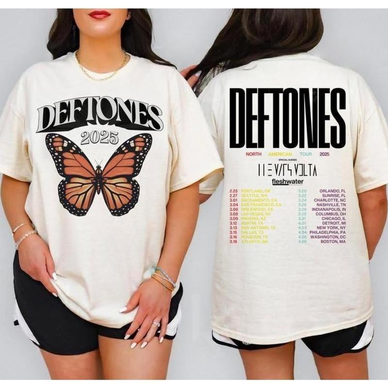 Deftones 2025 T Shirt, Deftones North American Tour 2025 Shirt , Deftones Merch, Concert 2025 Tee, Unisex Short Sleeve...
