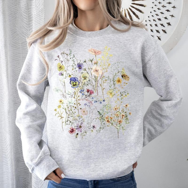 Delicate Pressed Wildflowers Sweatshirt T-Shirts, Hoodie | HypeCrazeTee.com