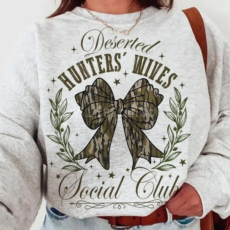 Deserted Hunters Wives Camo Sweatshirt, Hunting Wife Bow Deer Duck Shirt Hoodie | HypeCrazeTee.com