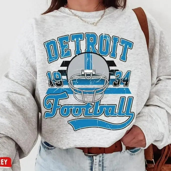 Detroit Football Crewneck Sweatshirt, Football Game Day Sweatshirt T-Shirts, Hoodie | HypeCrazeTee.com