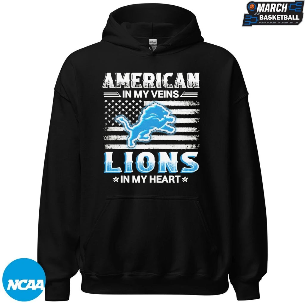 Detroit Lions American In My Veins In My Heart T-shirts