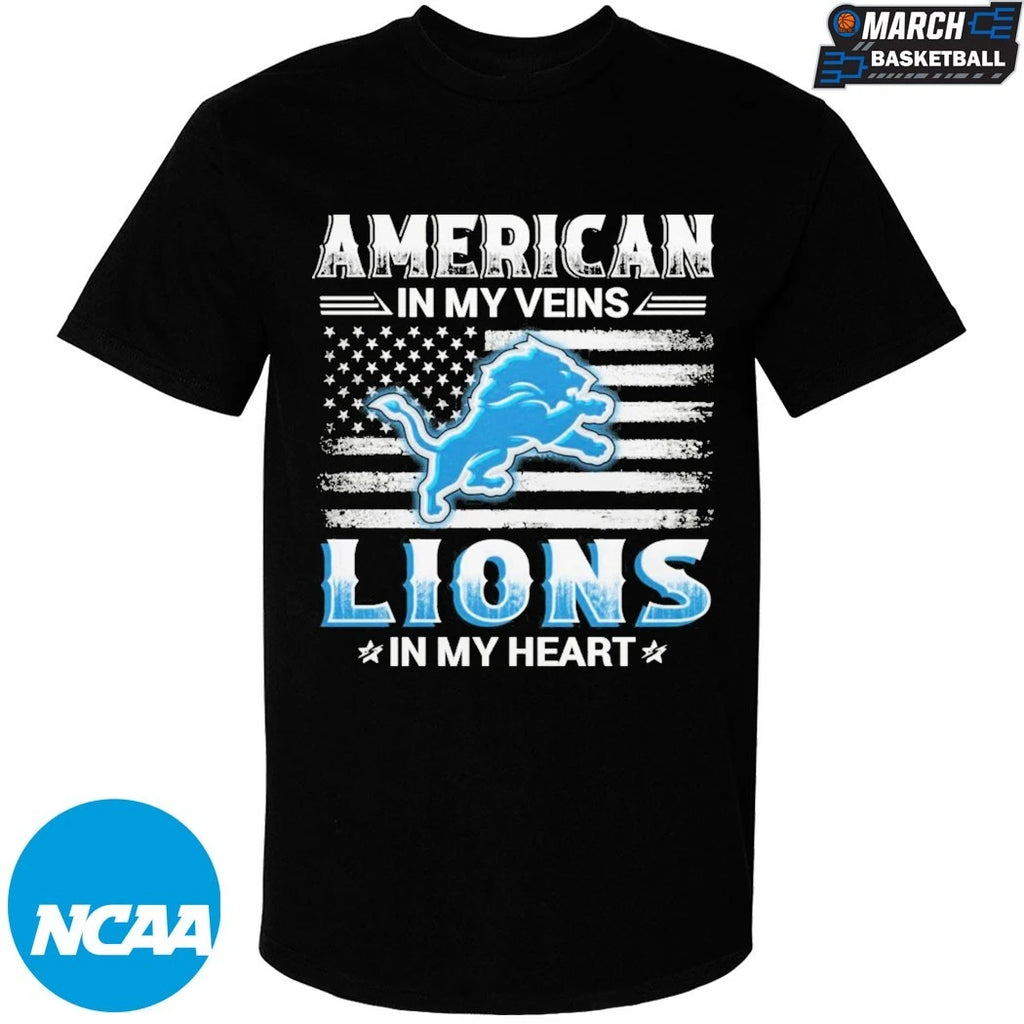 Detroit Lions American In My Veins In My Heart T-shirts