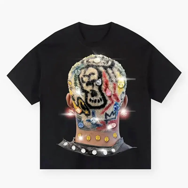 Diamond Print T-shirt with Colored Hair Design, Black Tee Hoodie, Sweatshirt | HypeCrazeTee.com