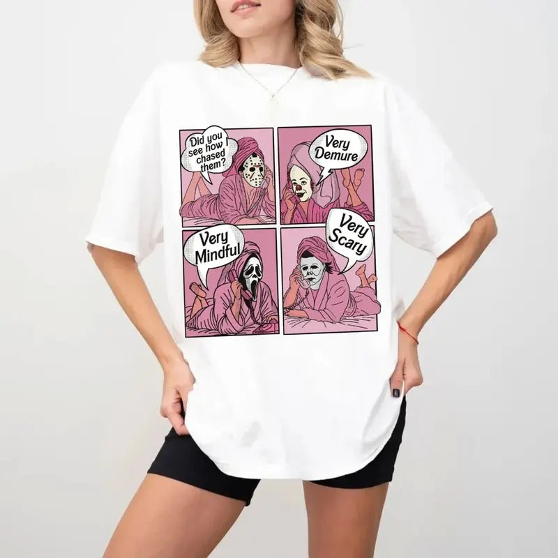 Did You See How I Chased Them Tshirt, Very D3mure Very Mindful Very Scary Shirt, Spooky Halloween Shirt, Scary Skeleton...