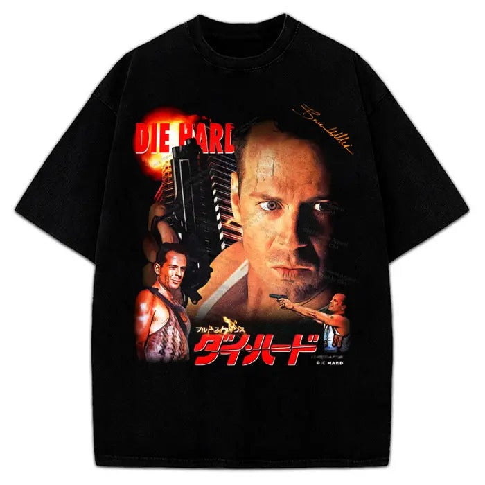 Die Hard Movie Bruce Willis John McClane Vintage Style Graphic Design T-Shirt Crewneck Cotton Hoodie, Sweatshirt