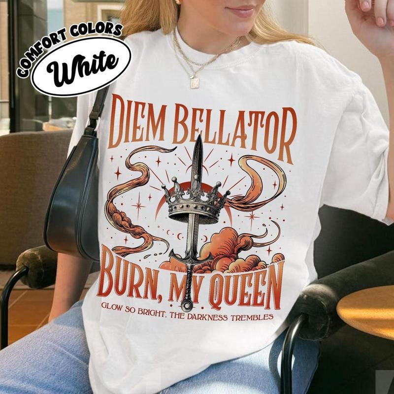 Diem Bellator Bookish Comfort Colors Shirt For Fan, Glow So Bright The Darkness Trembles T Shirt, Fantasy Sword Quote Tee...
