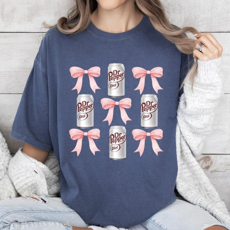 Diet, Dr Pepper, Soft Drink, Coquette, Preppy, Soda, Pop, Bows Tshirt, Women's, Comfort Colors Tee Hoodie, Sweatshirt