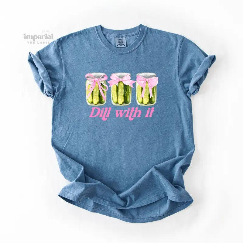 Dill With It Comfort Colors T-Shirt, Vintage Graphic Tee, Garment-Dyed Cotton, Unisex Relaxed Fit, Casual Aesthetic...