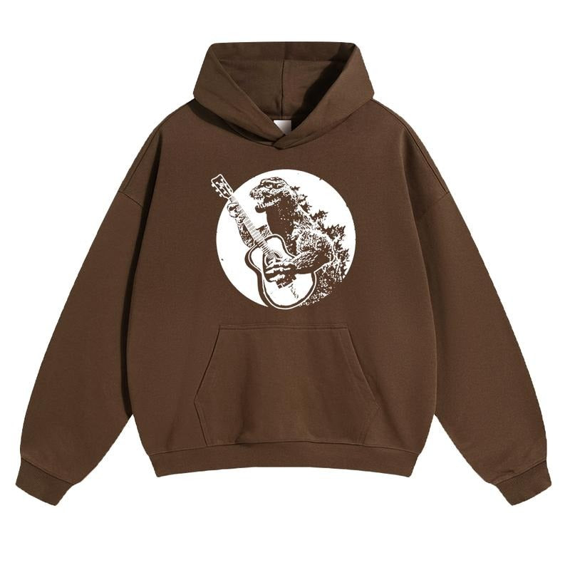 Dinosaur Guitar Graphic Hoodies Fall Outfits Outfits Men Hoodies Men Vacation Outfits Sweater Longsleeveshirt Fall Outfit...