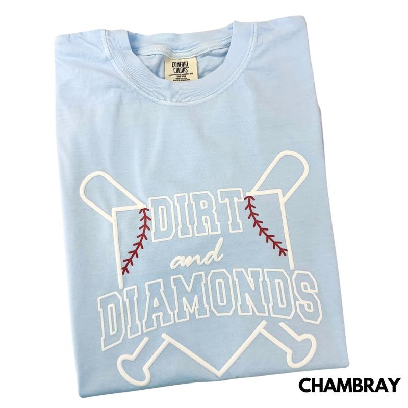 Dirt & Diamonds Baseball PUFF Comfort Colors T-Shirt Hoodie, Sweatshirt | HypeCrazeTee.com