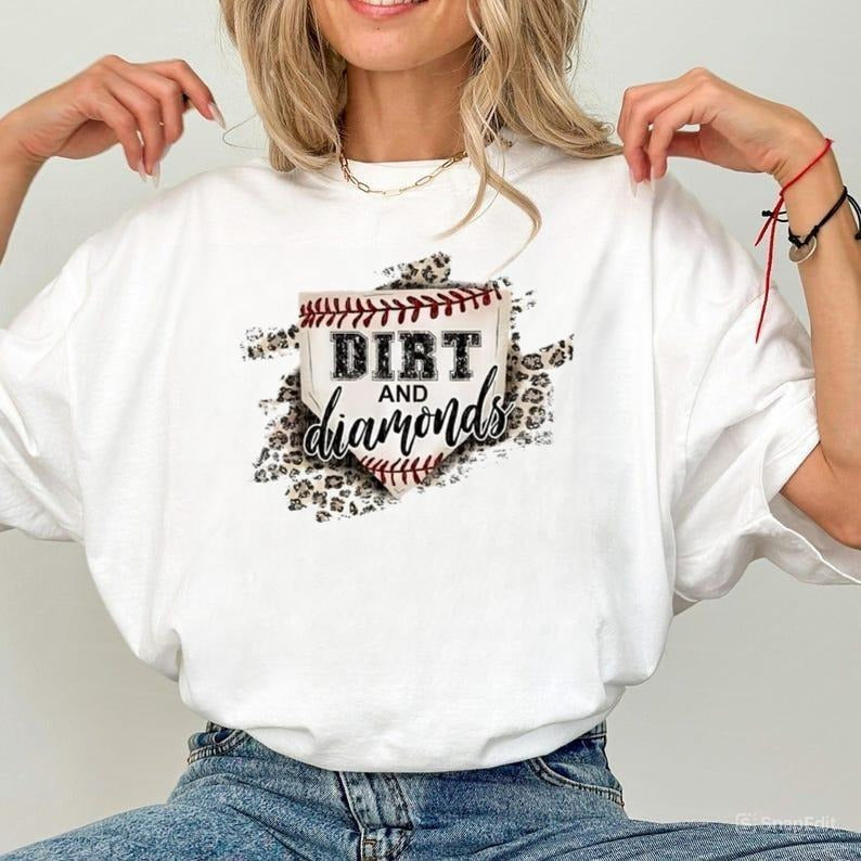 Dirt Diamonds Shirt Baseball Mom Leopard Shirt Baseball Mom Shirt Love Baseball Shirt Shirt Baseball Fan Shirt Baseball T-Shirts, Hoodie, Sweatshirt