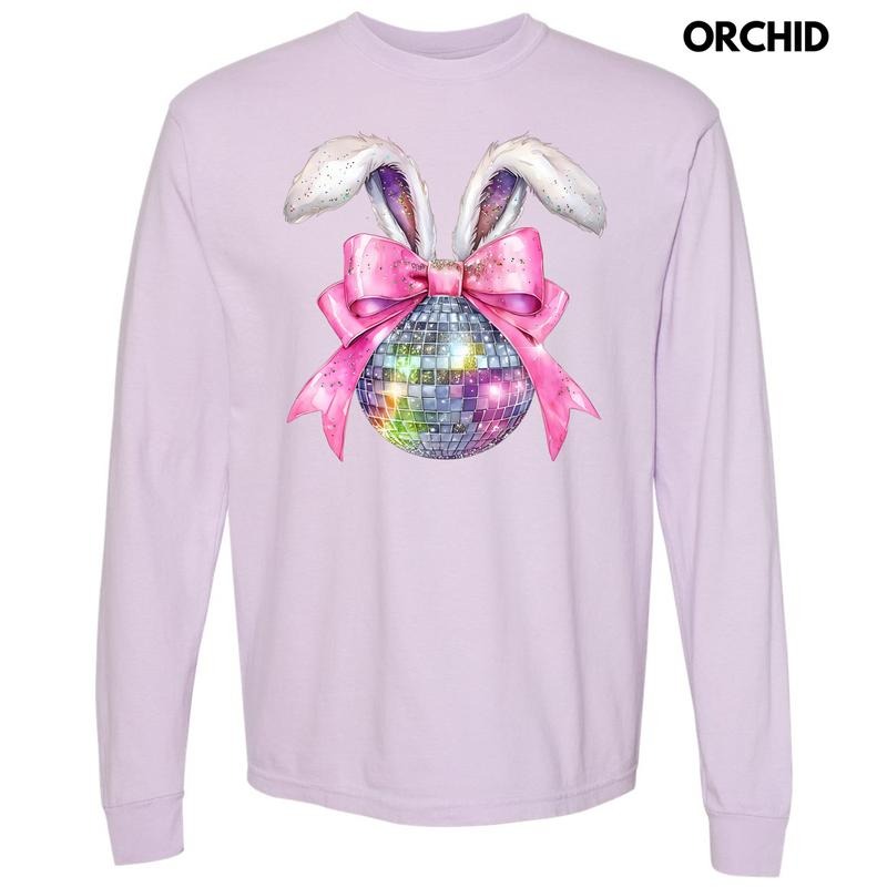 Disco Ball Bunny Ears Long Sleeve Comfort Colors T-Shirt 'NLB' Hoodie, Sweatshirt | HypeCrazeTee.com