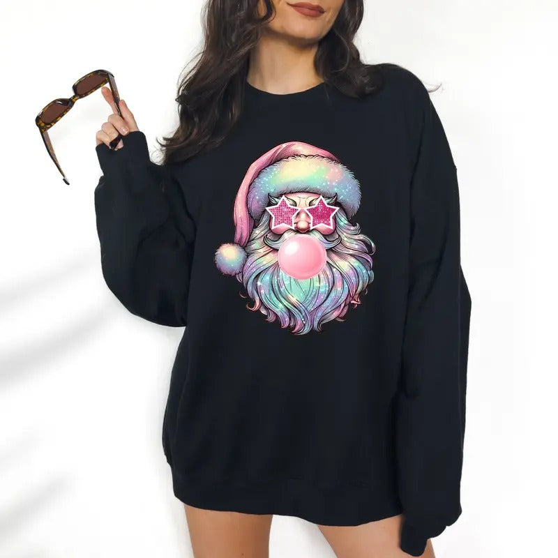 Disco Santa- Unisex Crewneck Sweatshirt - DTF Print, Christmas Crewneck, Gift Idea, Relaxed Fit, Casual Apparel T-Shirts,...