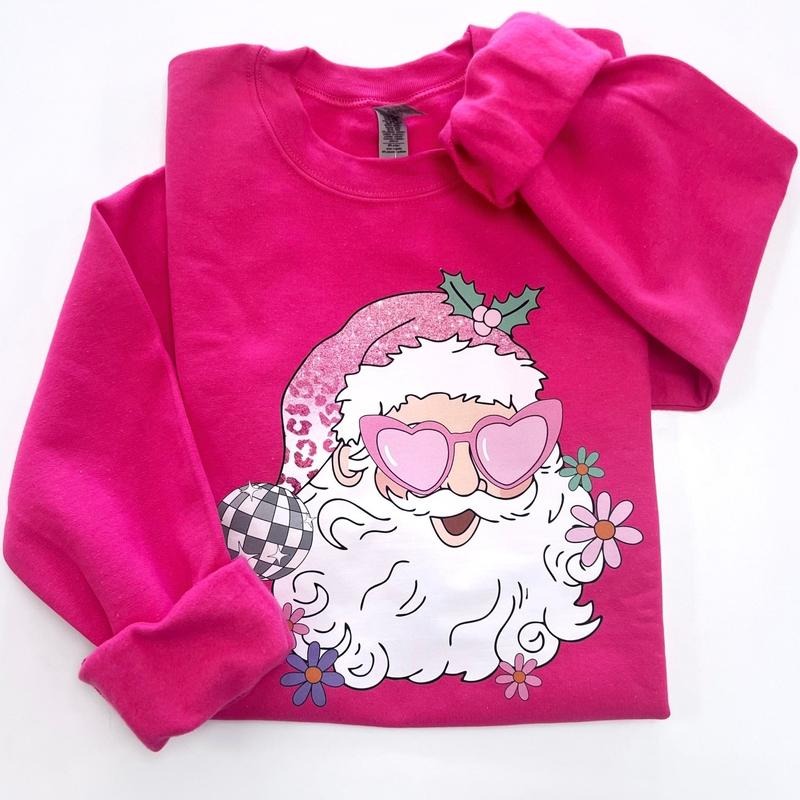 Disco Santa Sweatshirt, Retro Santa Crewneck T-Shirts, Hoodie | HypeCrazeTee.com