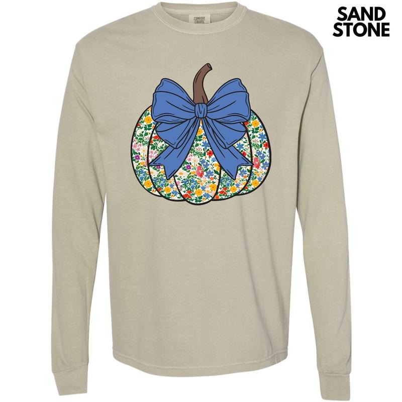 Ditsy Floral Pumpkin Long Sleeve Comfort Colors T-Shirt 'NLB' Hoodie, Sweatshirt | HypeCrazeTee.com